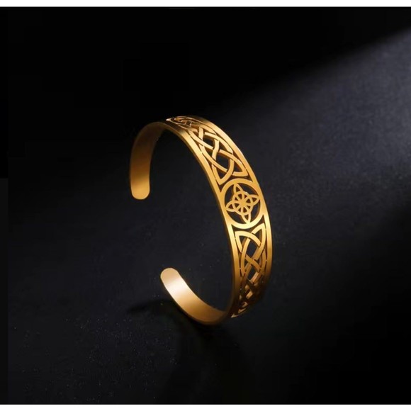 Women's Witch Knot Bracelet Stainless Steel Adjustable Open Cuff Bracelet Celtic - Picture 5 of 6